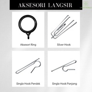 [Ready Stock] Single Cangkuk Langsir Metal Besi Aksesori Cangkuk Pole Rod Hooks Ring