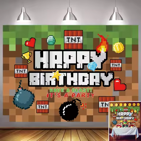 Birthday Background Game Name Decorated banner for boy video game Battle Player party supply cake ta