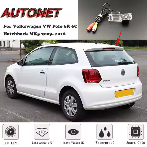 AUTONET Backup Rear View camera For Volkswagen VW Polo 6R 6C Hatchback MK5 2009~2018 /license plate 