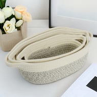 Rope Storage Baskets Set of 3 Organizer Woven Basket-Portable Cotton Bins for Clothes, Beddings