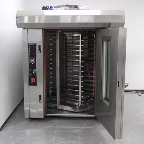 Electric Gas Diesel Rotary Rack Bread Oven 32 Trays Industrial Bakery Rotary Oven
