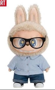 （太子交收，不議價，連啡盒）Labubu Flip with me 大夏日 大公仔 （眼睛可轉心心）附眼鏡 the monsters plush toy 搪膠絨毛公仔