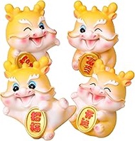 ABOOFAN 4pcs Cute Cartoon Dragon Figurines Adorable Resin Statues for Aesthetic Shelf Decor Lifelike