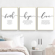 Faith Hope Love Bible Verse Wall Art โปสเตอร์และพิมพ์สไตล์นอร์ดิกภาพผนังสำหรับห้องนั่งเล่น Christian