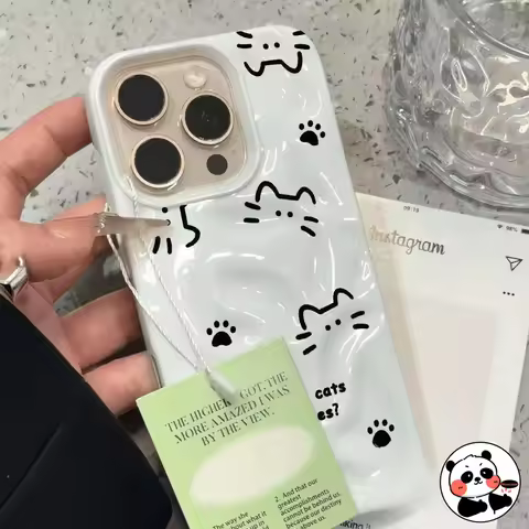 Line Cat 3D Meteorite Phone Case For Realme Narzo N63 N61 N55 N53 50i 50A Prime 30A 20 10 Note 60 60