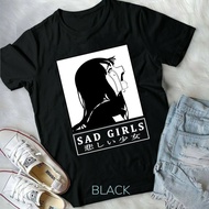 Sad girl anime shirt women goth senpai Ahegao short-sleeve unisex T-shirt