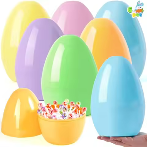 10 Jumbo Easter Eggs 6PCS Pastel Plastic Giant Eggs Empty Fillable for Easter Filling Treats Party F