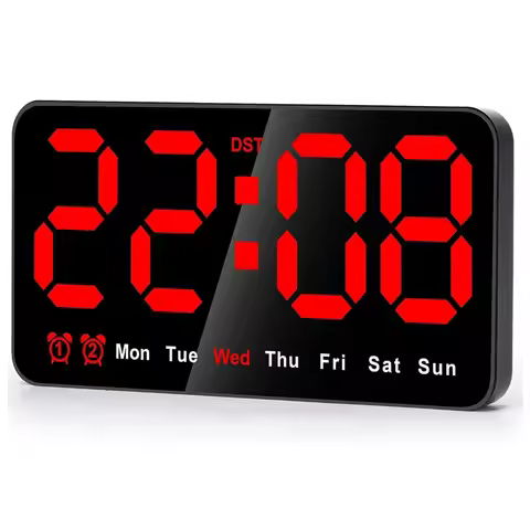 Digital Wall Clock, 9Inch LED Digital Clock Large Display With 12/24H, Big Digits,Small Silent Wall