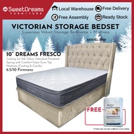Victorian Bed Frame 1230 | Frame + 10" Cooling Mattress Bundle Package | Single/Super Single/Queen/King Storage Bed | Divan Bed