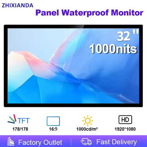Outdoor 1000nits Brightness 32 Inch 1920*1080 FHD Panel Waterproof Industrial TouchScreen Monitor Em