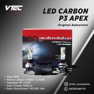 LED Carbon P3 68 Watt H4 H7 H11 H16 HB3 HB4 AUTOVISION [BISA COD]