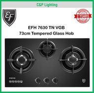 EF 73cm Tempered Glass 3 Burner Cooker Hob Gas Stove EFH 7630 TN VGB
