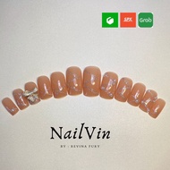 Fake Nails + NUDE Glue Fake Nails Art Korea 3D Premium Nails 12 Pcs
