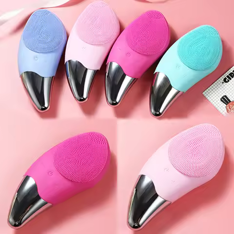 Mini Electric Face Washer Cleanser Silicone Facial Cleanser Waterproof Rechargeable Ultrasonic Pore 