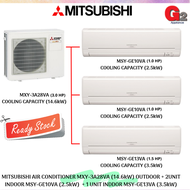 MITSUBISHI AIR CONDITIONER MXY-3A28VA (14.6kW) 4780-30367 BTU/hr OUTDOOR +1HPX2UNIT MSY-GE10VA 11950 BTU/hr + 1.5HP MSY-GE13VA (3.5kW) 4770-13300 BTU/hr - Send By Lorry