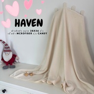 🍀HAVEN Towel Microfiber รุ่น Candy🍀ผ้าเช็ดตัว ผ้าขนหนู ไมโครไฟเบอร์ ขนาด 28*56 นิ้ว HAVEN แท้💯 Beige
