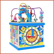 Activity Cube for Toddlers Multifunction Baby Activity Cube Wooden Beads Puzzle Sorting & Stacking B