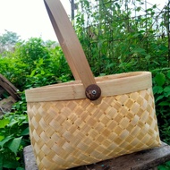 tas anyaman bambu ukuran 25cm  tas wadah parsel tempat sneck hanbag food packaging purun pandan egel