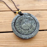 【親翠】天然翡翠 冰油黑烏雞項鍊手雕仿古紋套鐲58圈口