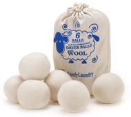 Wool Dryer Balls - Natural Fabric Softener, Reusable, Reduces Clothing Wrinkles and Saves Drying Tim