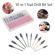 G2G I10 in1Tungsten Nail Drill Bits Manicure Drill for Electric Machine Milling Cutter Burr Pedicure