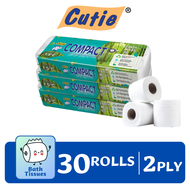 Cutie Compact 30 Rolls Toilet Paper 100% Eco-Friendly Tissue 2PLY Toilet Paper (BLUE)