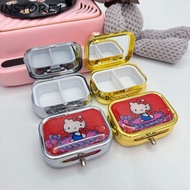INSTORE1 KT Cat Jewelry Box, Waterproof Cute Mini Pill Case, DIY Kawaii with HD Mirror Multifunctional Storage Box Medicine