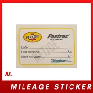 Windsreen Mileage Sticker for Engine Oil Service and other by Pennzoil 2.2 sale Sticker Front Car