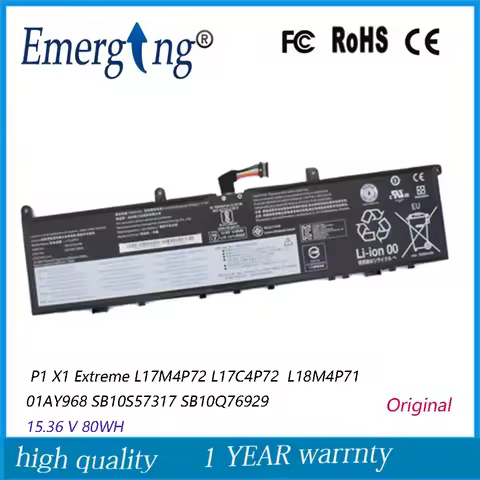 Emerging Laptop Battery For Lenovo ThinkPad X1 Extreme Gen 1 2 ThinkPad P1 1st/2nd Gen 01AY968 01YU9
