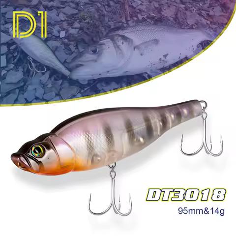 D1 Fishing Lure Spitting Wire 95MM 14G Popper Pencil Hard Baits Bass Fishing Topwater Surface Lures 