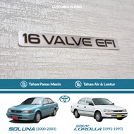Sticker Pelekat Enjin 16 VALVE EFI untuk Toyota Soluna dan Great Corolla