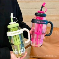Drink Bottle, Capacity 1300ml, Transparent, with Straw and Holder, Tumbler