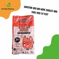 WINSTAR OXO-DEGRADABLE 24”X28INCH” SINGLET BAG CHILLI RED HAND CARRIER BAG T-SHIRT BAG PLASTIK BEG 1
