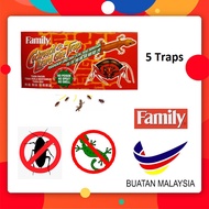 Family Cockroach & Lizard Glue Trap (5 Traps) Perangkap Lipas Dan Cicak Yang Berkesan 灭蟑螂壁虎贴