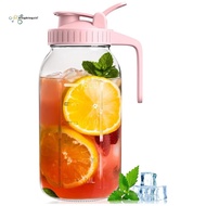 64oz Glass Mason Jar Pitcher with Lid,2 Quart Airtight Glass Water Jug,Leakproof Wide Mouth Mason Ja