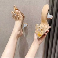 WOMEN'S SANDALS/JUNA BUTTERFLY/ HEELS/GLOSY/ELEGANT