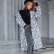 Dalmatian Print Open Front Fuzzy Coat