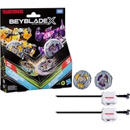 Beyblade X and Transformers Collab, Bumblebee 3-60GP vs. Shockwave 5-80O, 2 Takara Tomy Tops, 2 Laun