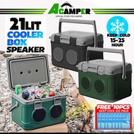 Camping Cooler Box 21L Kotak Ais Batu With Speaker Travel Picnic Ice Box Cooler Outdoor Portable Fishing Cooler Box