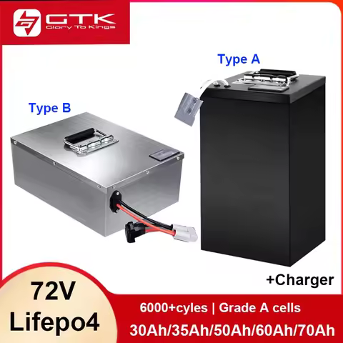 GTK 72V Lifepo4 72V 30Ah 50Ah 60AH 35AH 70Ah Lithium Iron Phosphate battery for 3000W 5000W biciclet