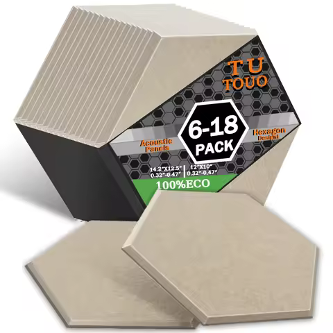 TOUO 6-18 Pcs Acoustic Panels Sound Proof Panels High Density Hexagonal Design Flame Resistant Absor