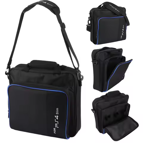 Carrying Case for PS4 Slim System and Accessories Shockproof Protective Shoulder Bag Travel Storage 