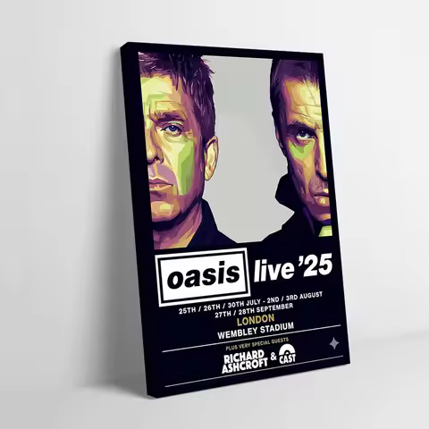 Oasis Live '25 Concert Poster Custom Printed Canvas Painting for Pictures Wall Art Decoration Bedroo