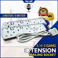 Extension Plug SIRIM 3 / 4 / 5 Gang Trailing Socket Adapter 2M 2 Pin Special Fit &amp; Neon Indicator Soket Adaptor 延长插座 适配器