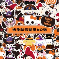63Pcs Cute Halloween Sanrio Sticker Hello Kitty Kuromi Melody DIY Sticker Phone Laptop Luggage Skate