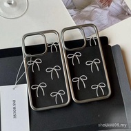 Cartoon bow ID plating transparent cover compatible for iPhone 16 15 14 13 12 11 pro Max se 2020 x X