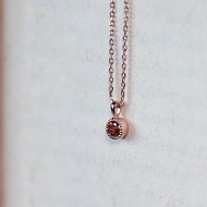 高質感-橙紅石榴石4mm純銀玫瑰金項鍊-項鏈-一月誕生石