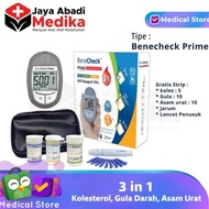 benecheck prime 3 in 1 alat tes kolesterol gula darah asam urat akurat