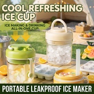 Portable 3-in-1 Ice Making Cup Straw Mug Creative Travel Coffee Cup with Lid & Handle Cawan Kopi Tan