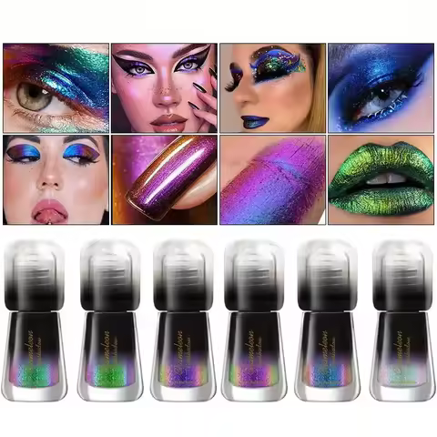 6 Color Changing Liquid Eyeshadow Pearl Glitter Monochrome Metallic Eyeshadow Shiny Liquid Eyeshadow